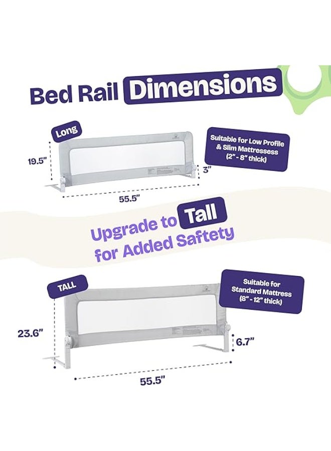 LONG TODDLER BED RAILS - BABY BED RAIL GUARD FOR KIDS, TWIN, FULL, KING AND QUEEN BEDS - ADJUSTABLE BED RAIL FOR TODDLERS - BABY BED SIDE BEDRAILS - GRAY, LONG (55.5" X 19.5"), PACK OF 1 - Image 2